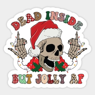 Dead Inside But Jolly AF Christmas Skull Goth Santa Xmas Gift Sticker